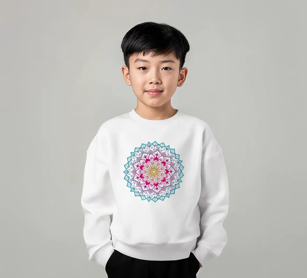 Mandala con i colori dell'arcobaleno felpa bambino da CalliLetters