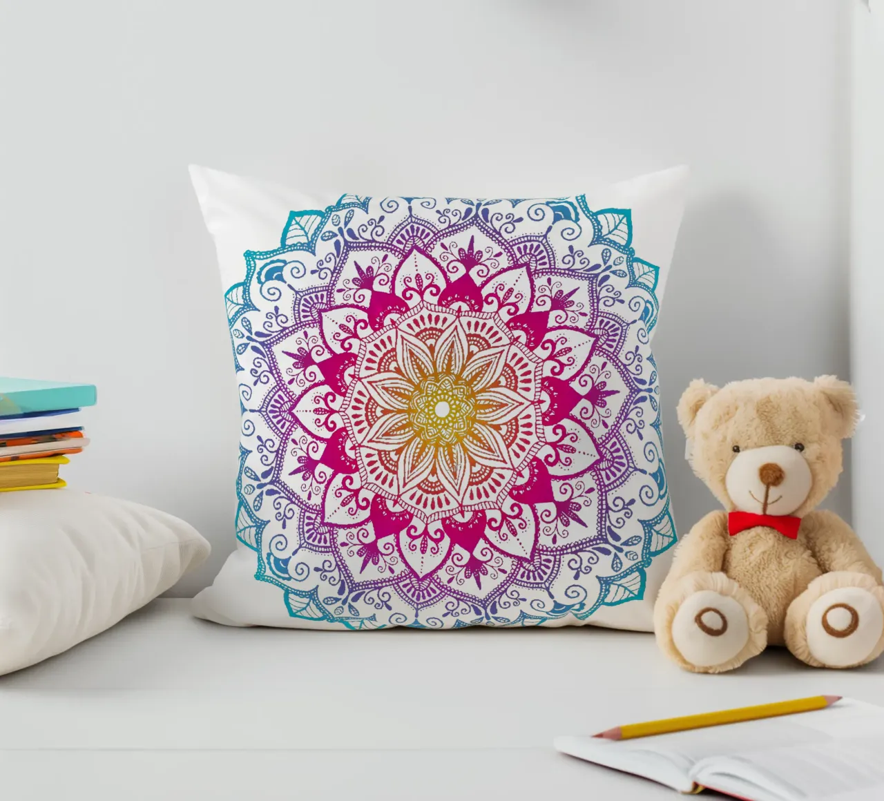 Mandala con i colori dell'arcobaleno cuscino da CalliLetters