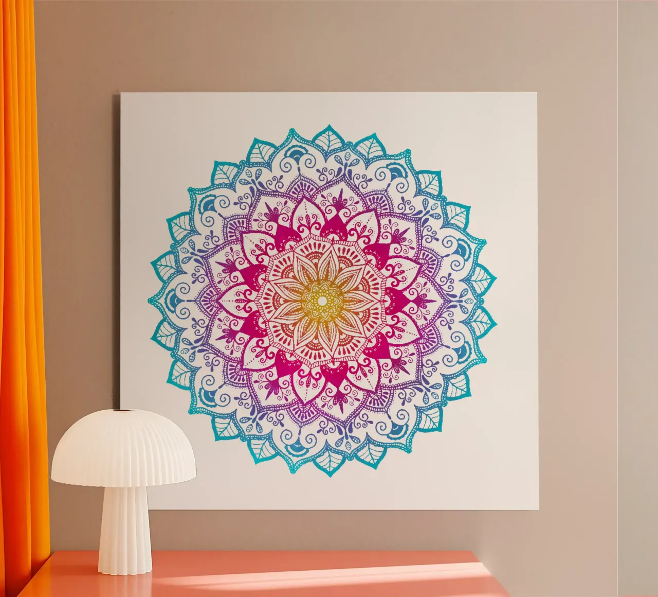 Mandala con i colori dell'arcobaleno alluminio dibond da CalliLetters