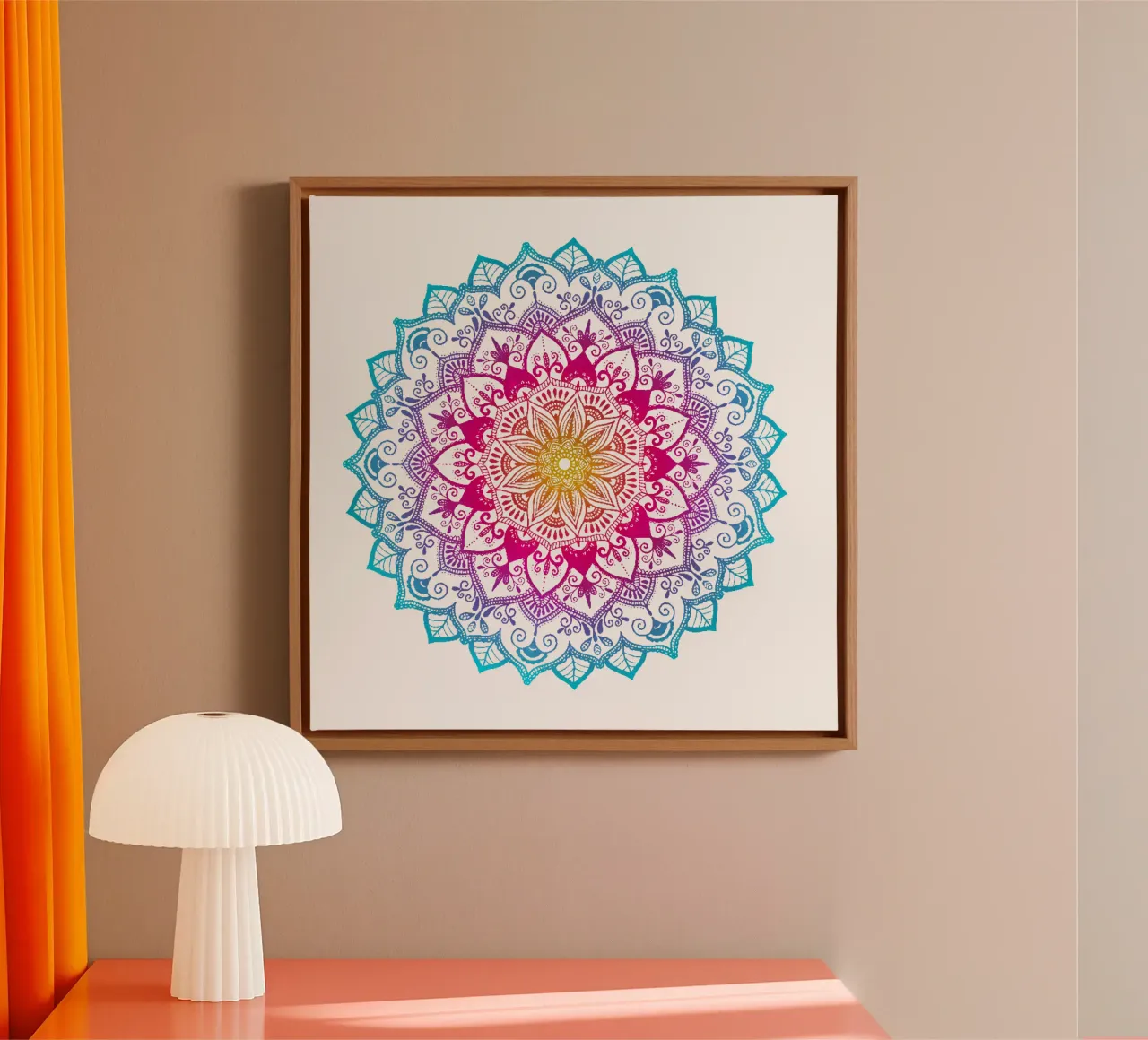 Mandala con i colori dell'arcobaleno tela con Cornice a cassetta da CalliLetters