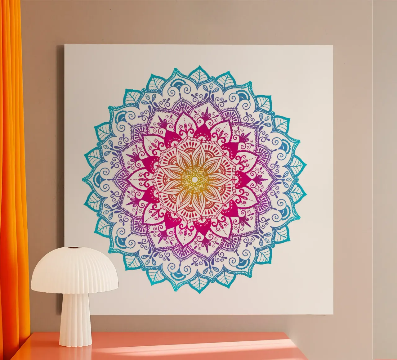 Mandala con i colori dell'arcobaleno tela con Cornice a cassetta da CalliLetters