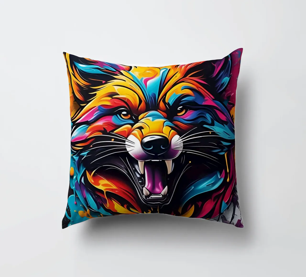 Aggressive fox, graffiti cuscino da MakArena
