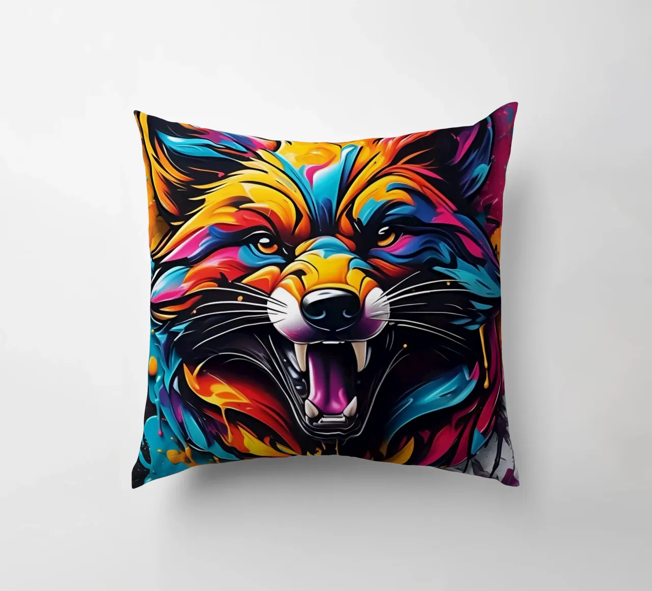 Aggressive fox, graffiti cuscino da MakArena