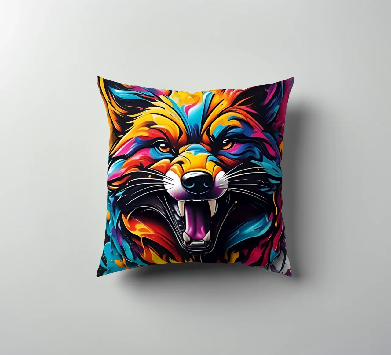 Aggressive fox, graffiti cuscino da MakArena