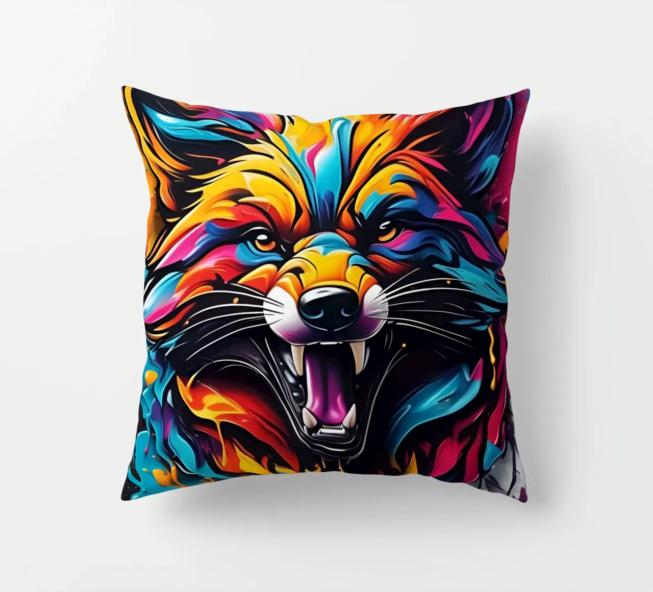 Aggressive fox, graffiti cuscino da MakArena