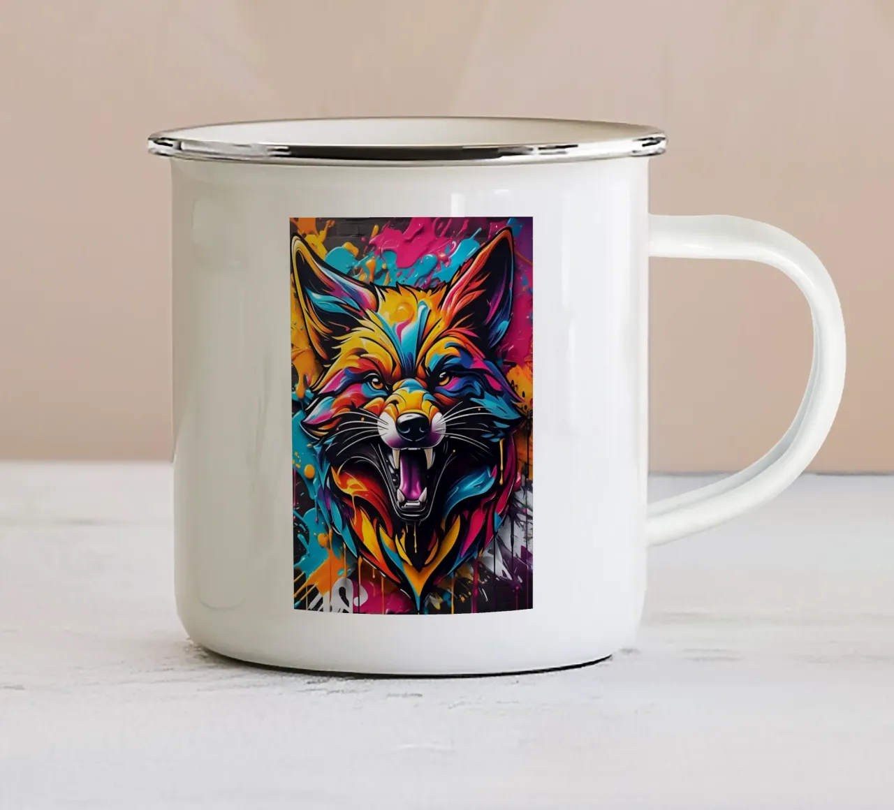 Aggressive fox, graffiti tazza in smalto da MakArena