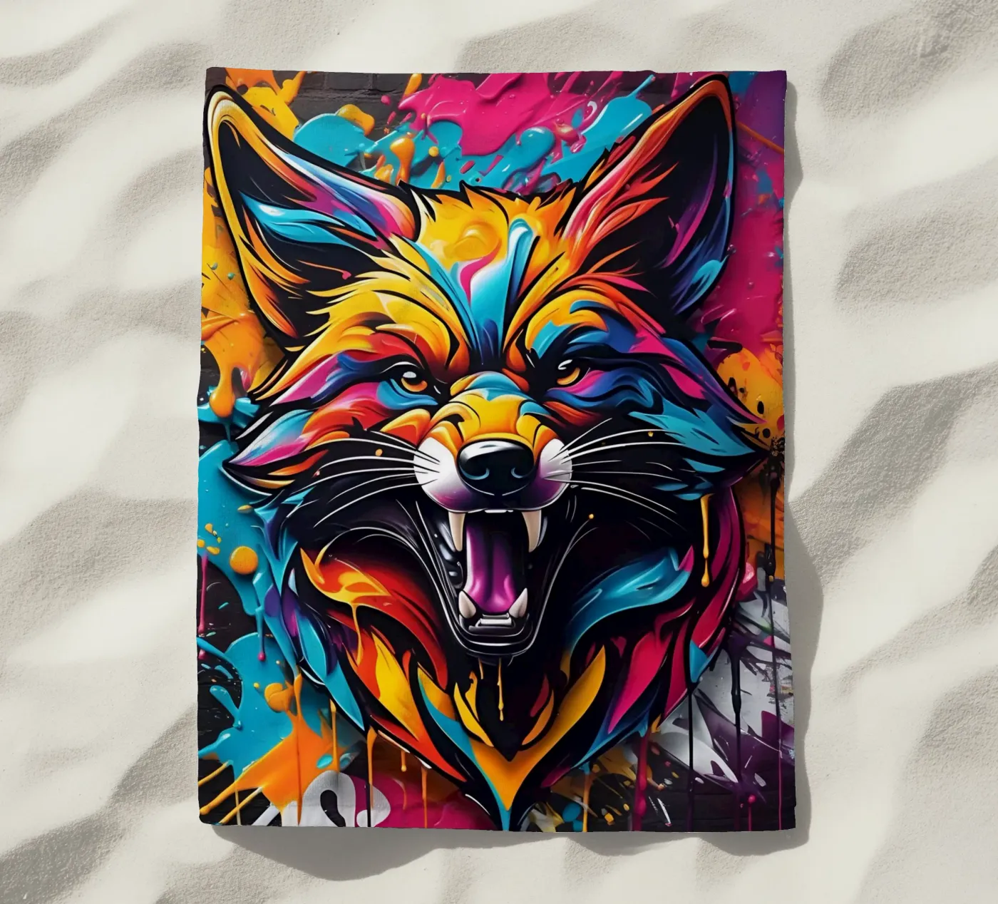 Aggressive fox, graffiti telo mare da MakArena
