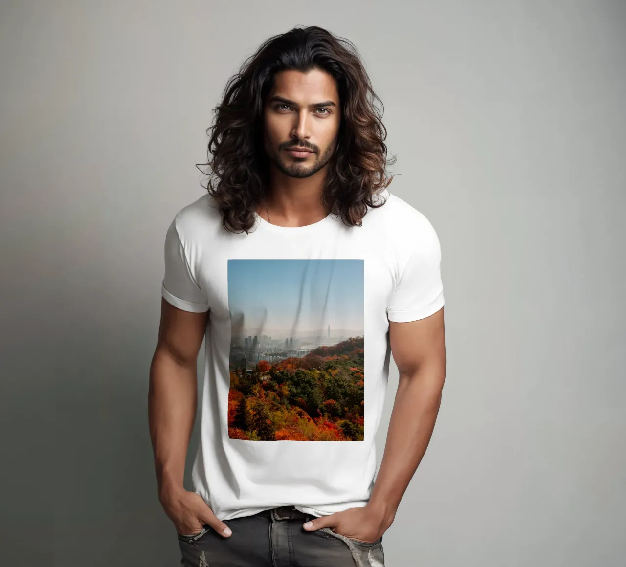 Skyline autunnale di Seul, Corea del Sud t-shirt da mbgraphx2