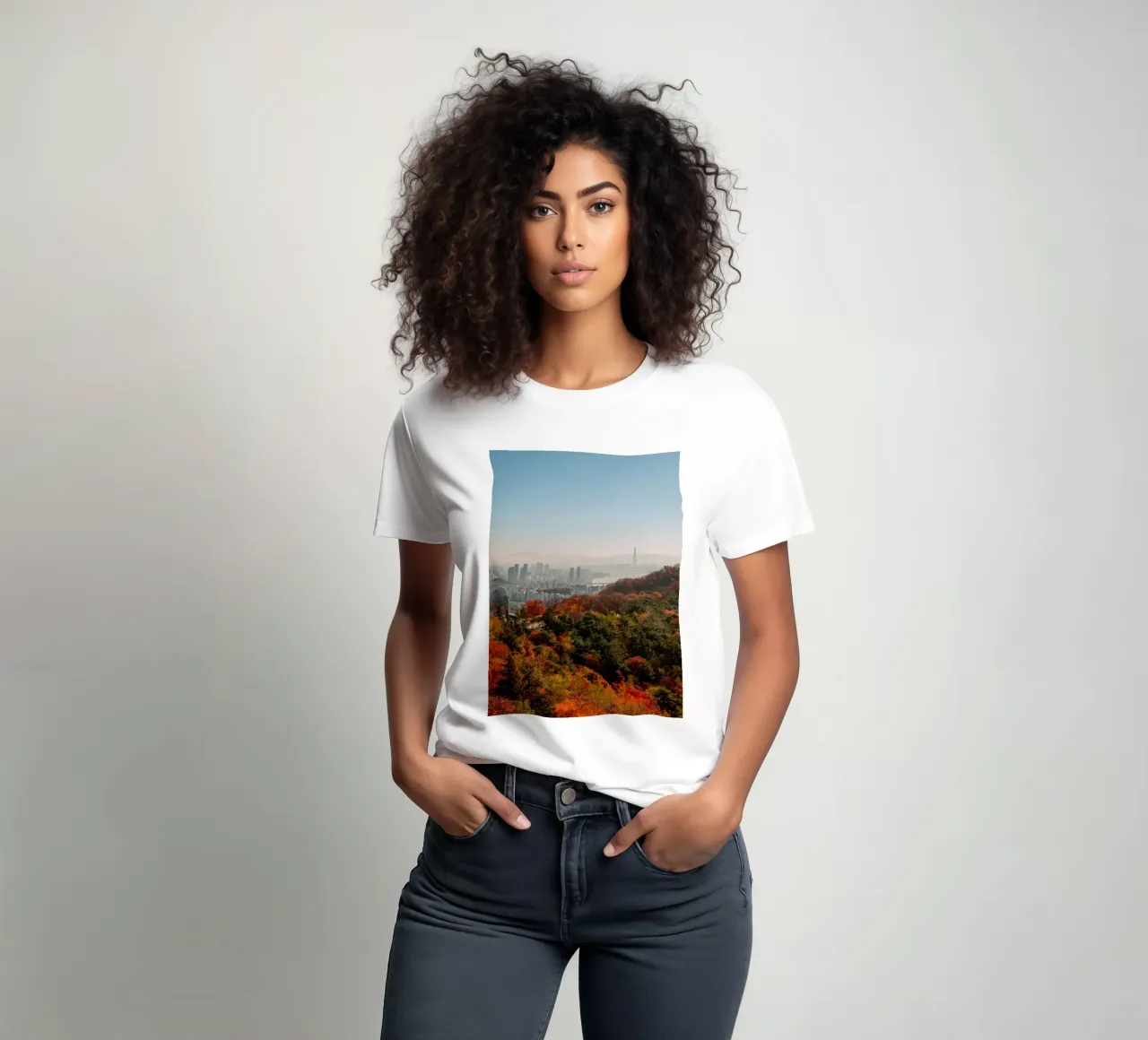 Skyline autunnale di Seul, Corea del Sud t-shirt da mbgraphx2