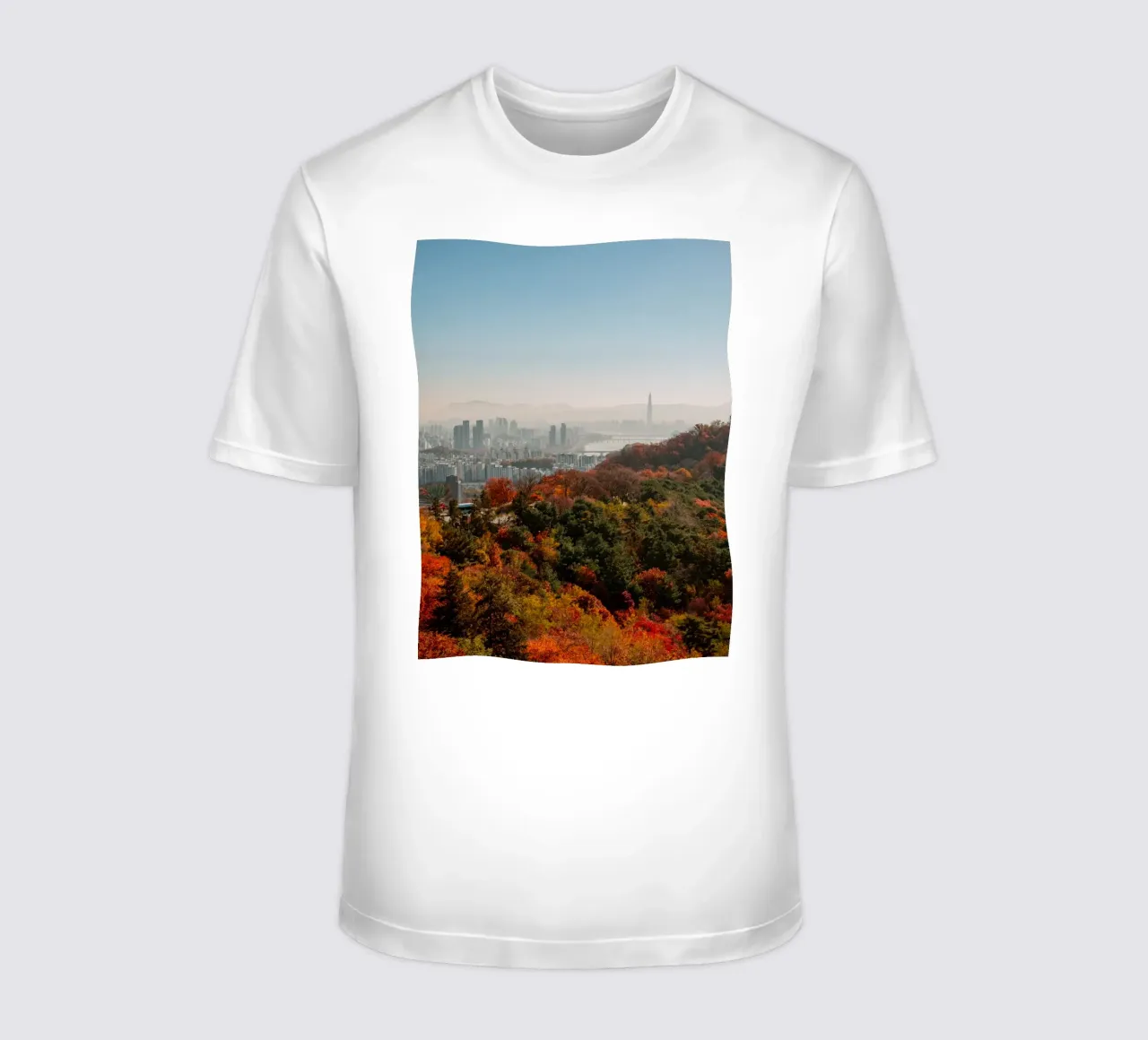 Skyline autunnale di Seul, Corea del Sud t-shirt da mbgraphx2
