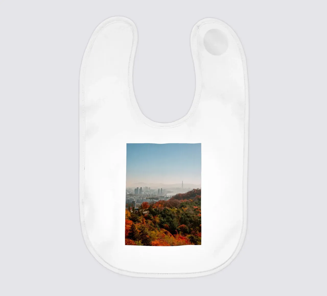 Skyline autunnale di Seul, Corea del Sud bavaglino da mbgraphx2