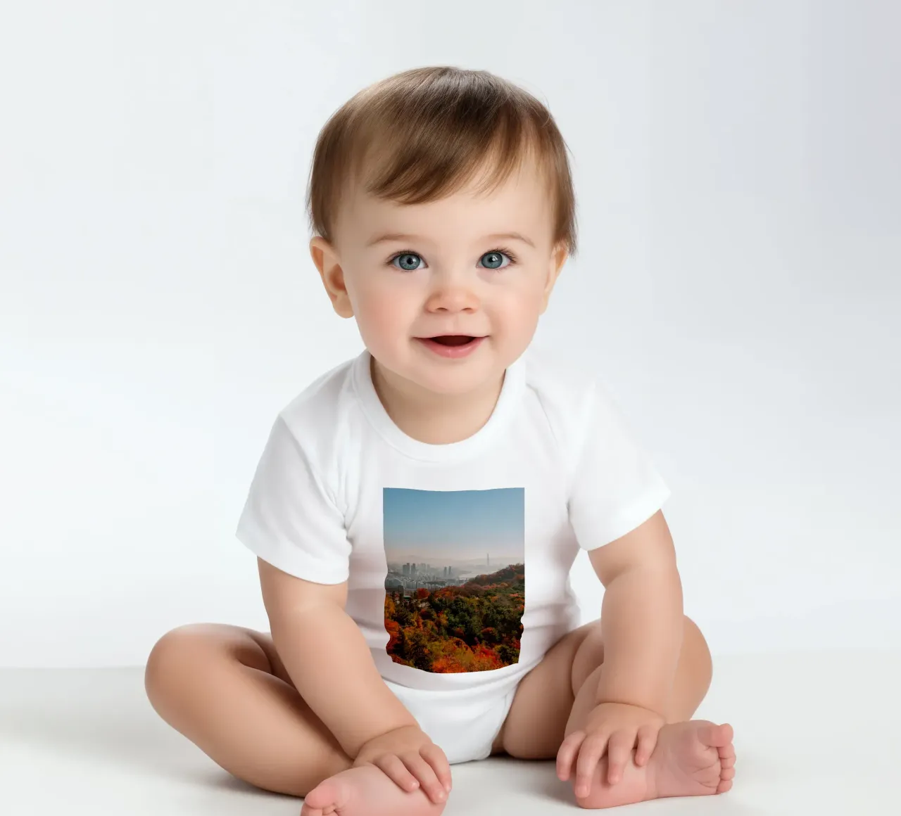 Skyline autunnale di Seul, Corea del Sud body neonato maniche corte da mbgraphx2