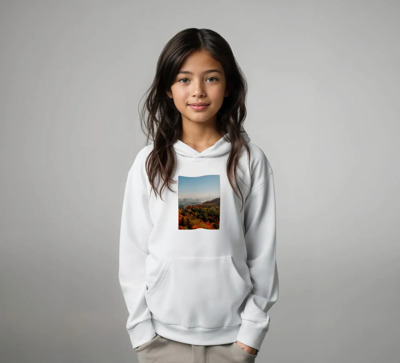 Skyline autunnale di Seul, Corea del Sud felpa bambino con cappuccio da mbgraphx2