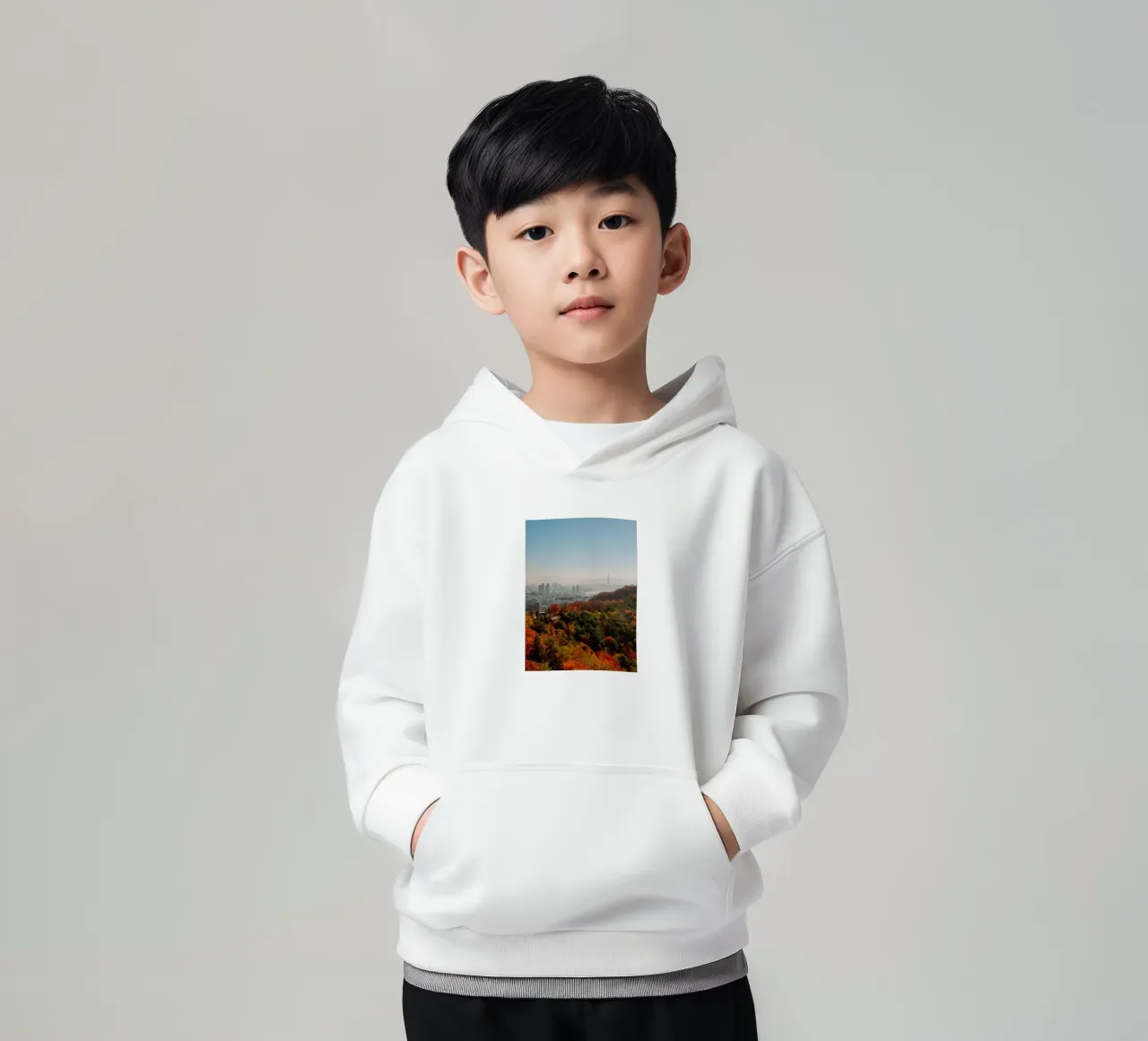 Skyline autunnale di Seul, Corea del Sud felpa bambino con cappuccio da mbgraphx2