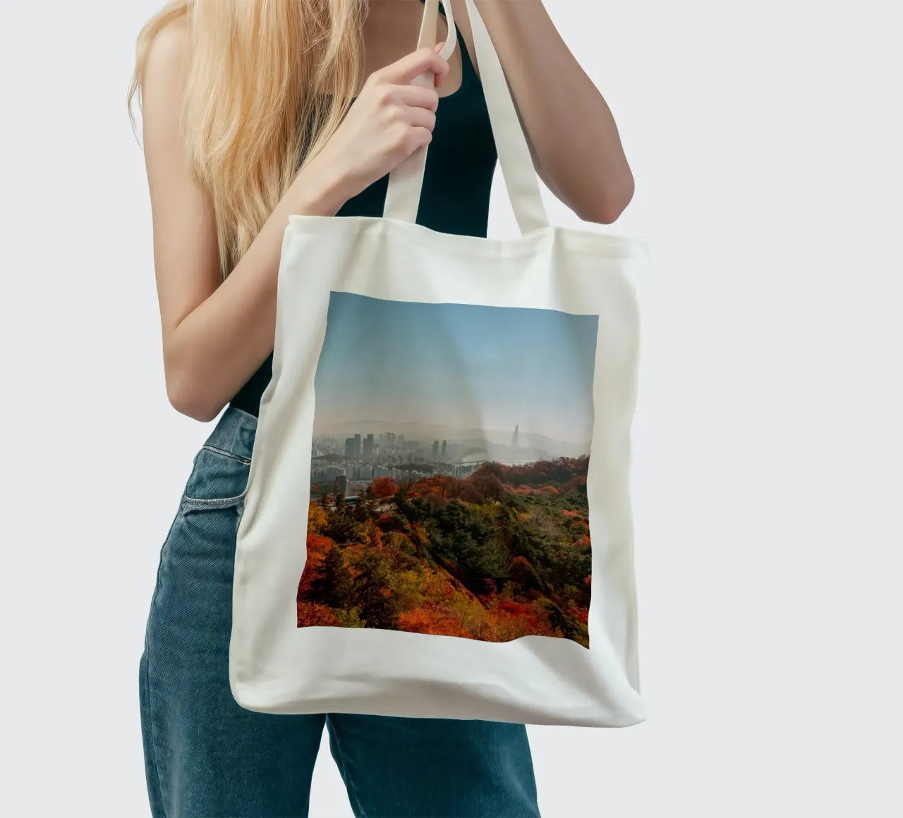 Skyline autunnale di Seul, Corea del Sud borsa in juta da mbgraphx2