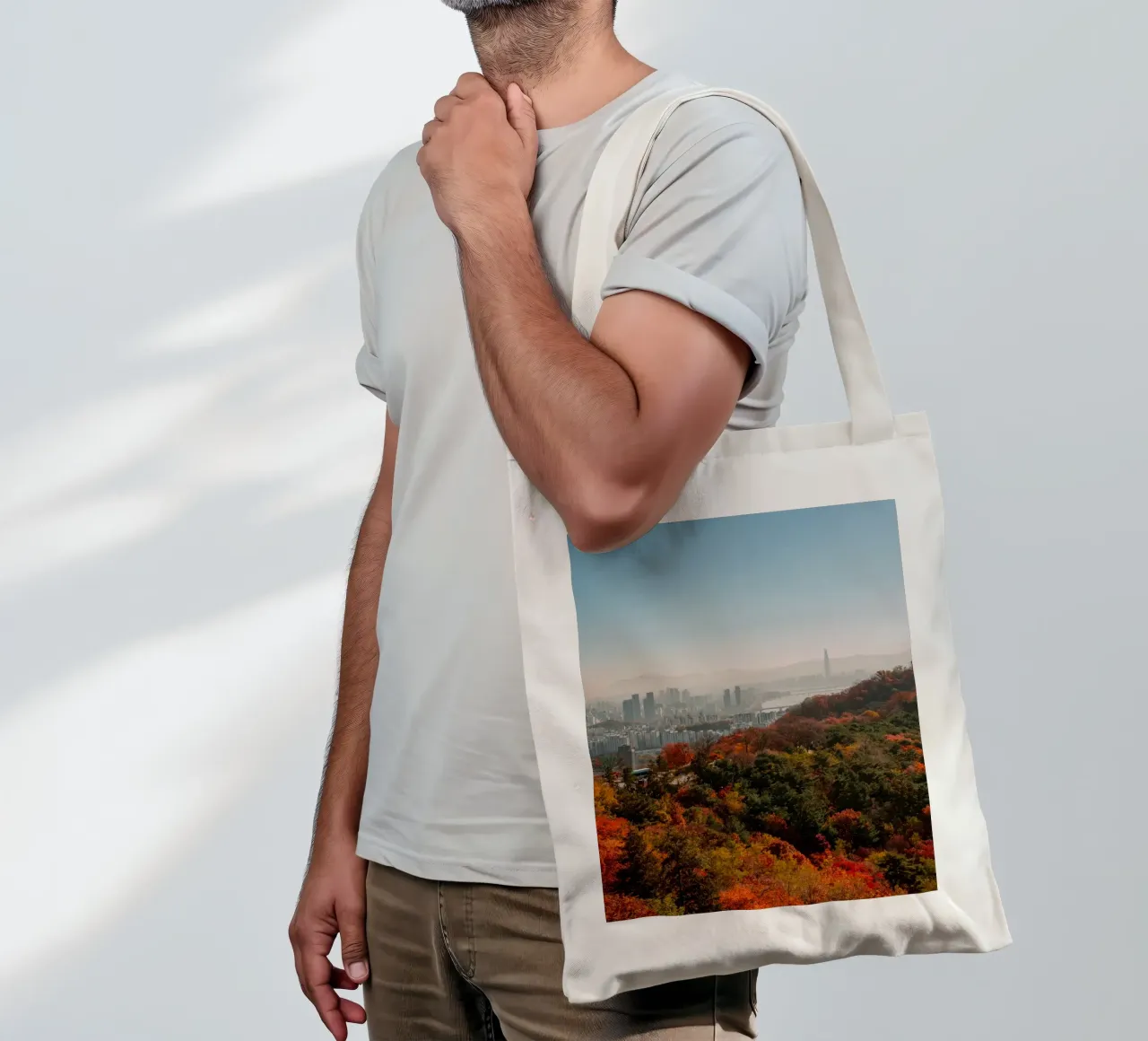 Skyline autunnale di Seul, Corea del Sud borsa in juta da mbgraphx2