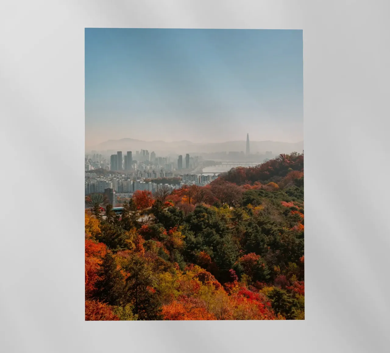 Skyline autunnale di Seul, Corea del Sud pellicola backlit da mbgraphx2