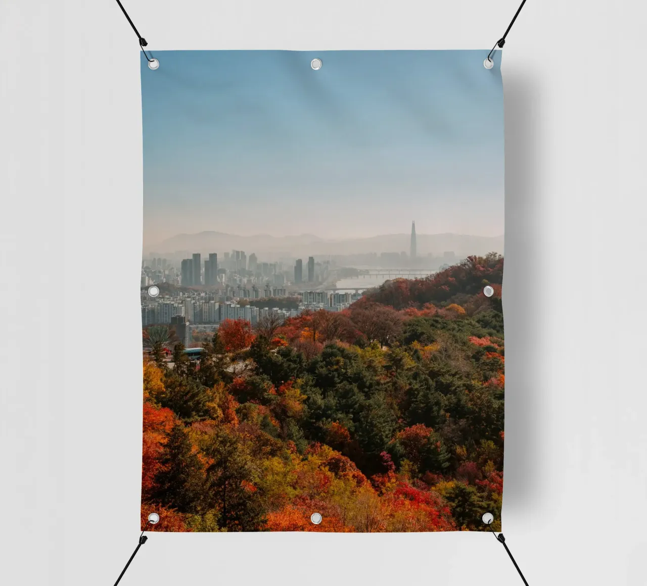 Skyline autunnale di Seul, Corea del Sud telo in pvc da mbgraphx2