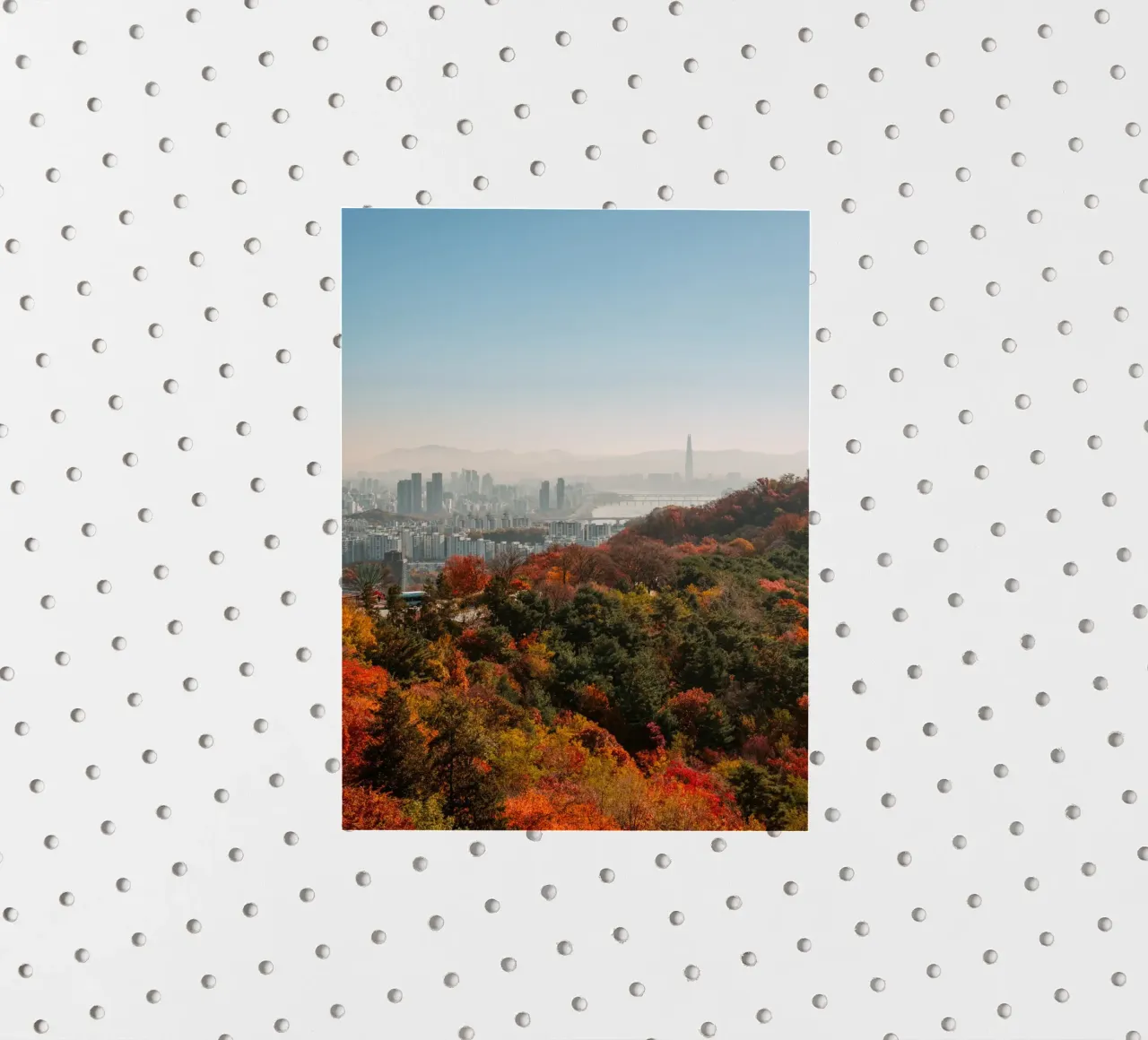 Skyline autunnale di Seul, Corea del Sud adesivo da mbgraphx2