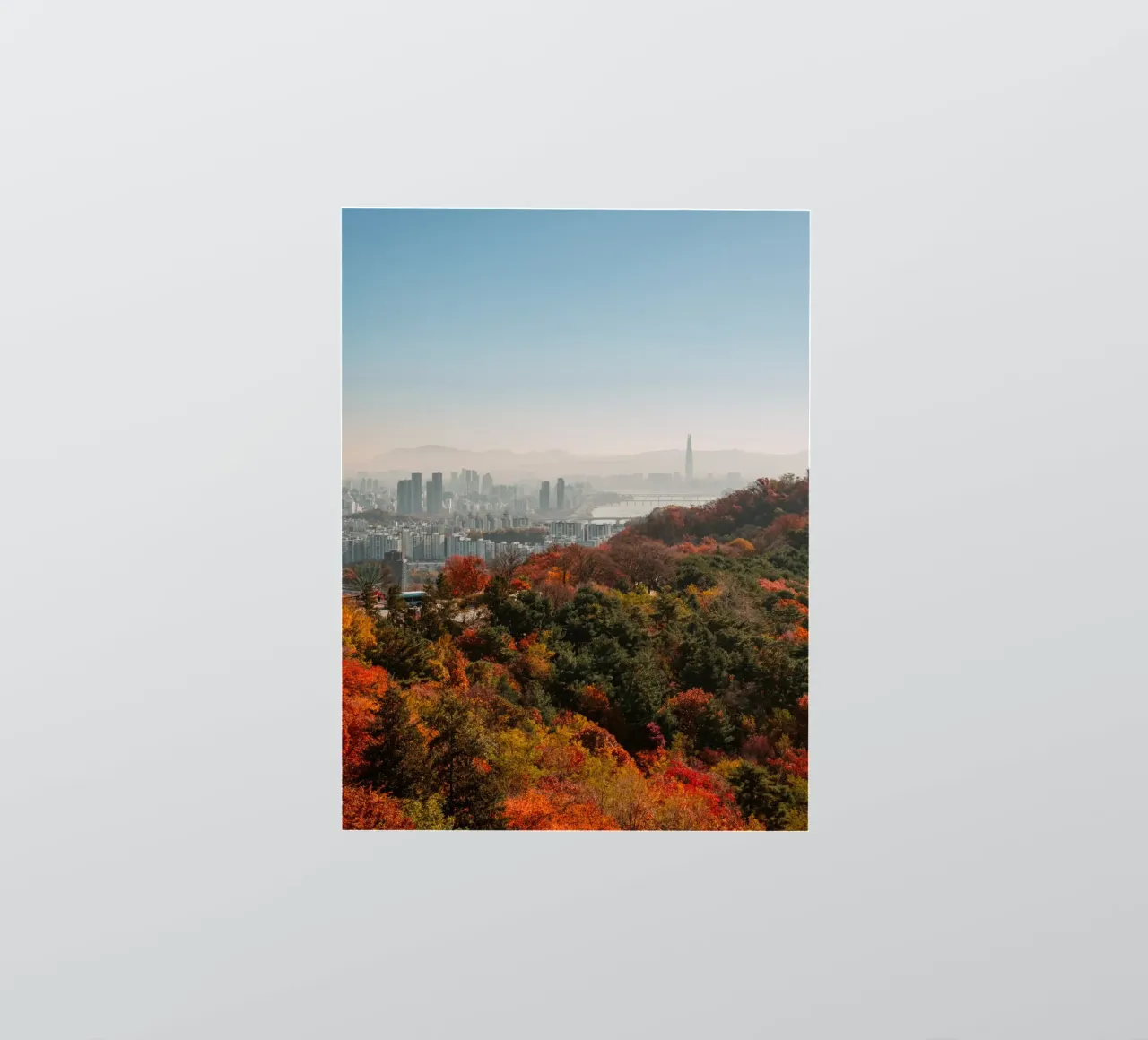 Skyline autunnale di Seul, Corea del Sud adesivo da mbgraphx2