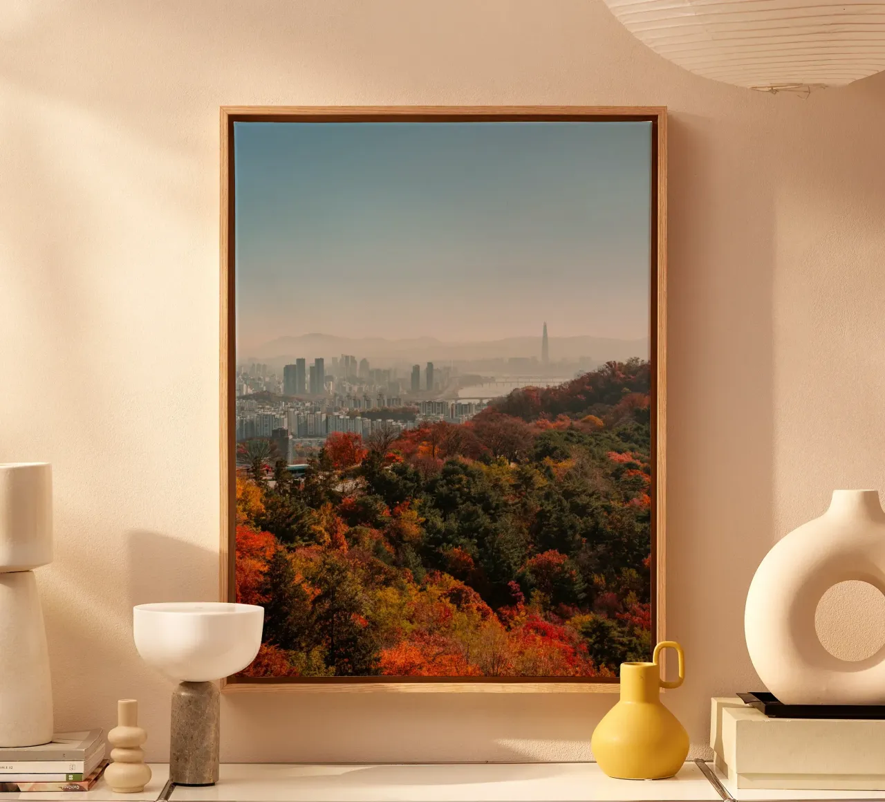 Skyline autunnale di Seul, Corea del Sud tela da mbgraphx2