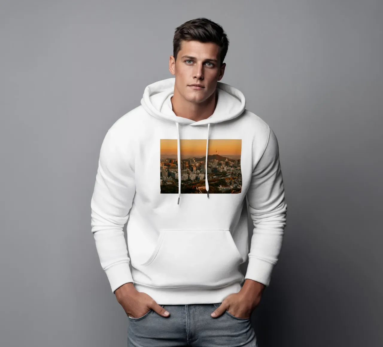 Tramonto a Seul, Corea del Sud felpa con cappuccio da mbgraphx2