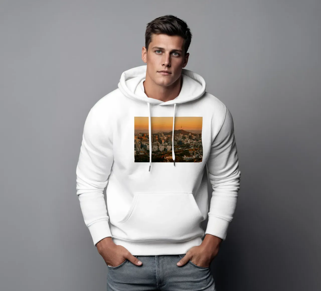Tramonto a Seul, Corea del Sud felpa con cappuccio da mbgraphx2