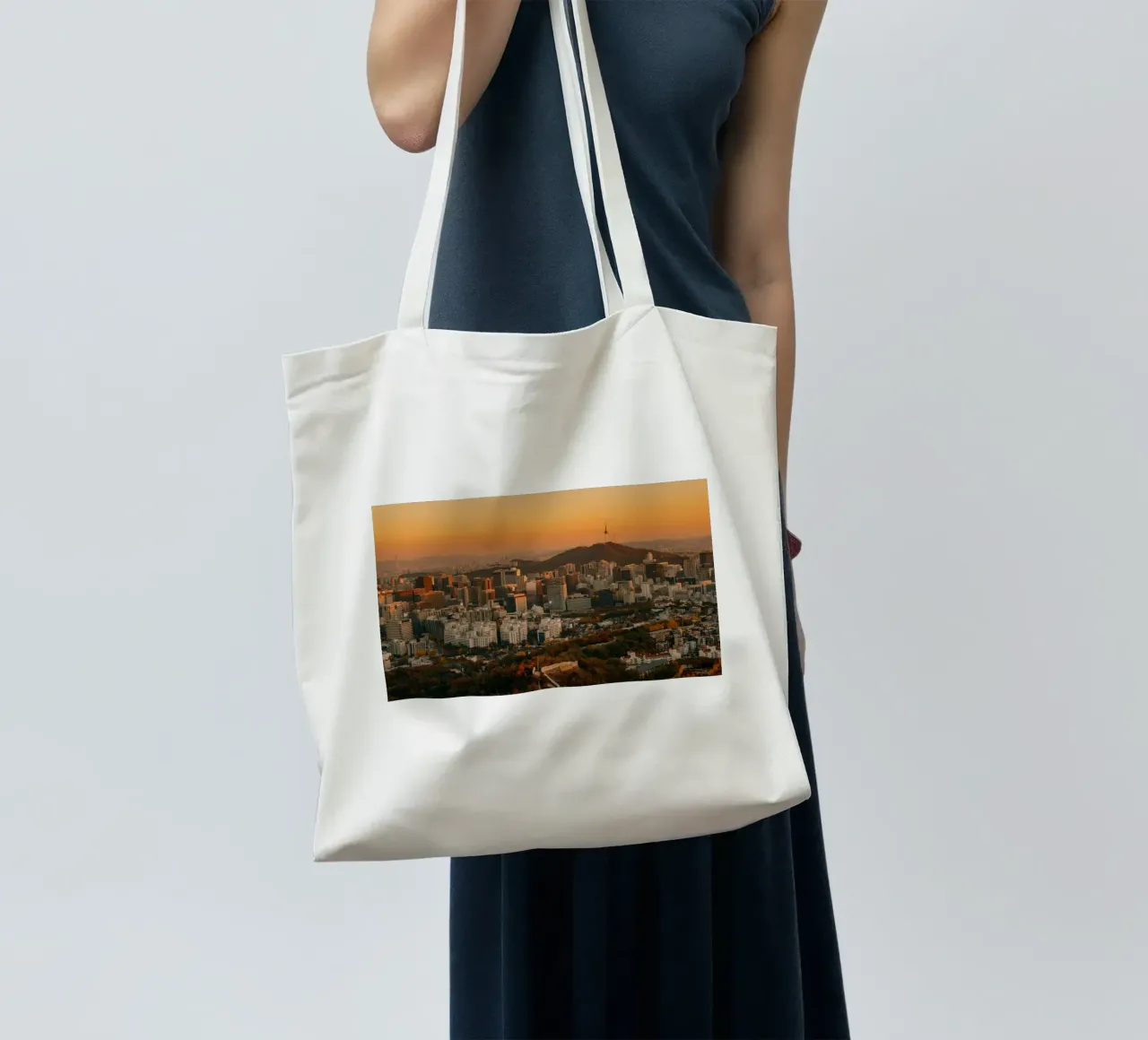 Tramonto a Seul, Corea del Sud borsa in juta da mbgraphx2