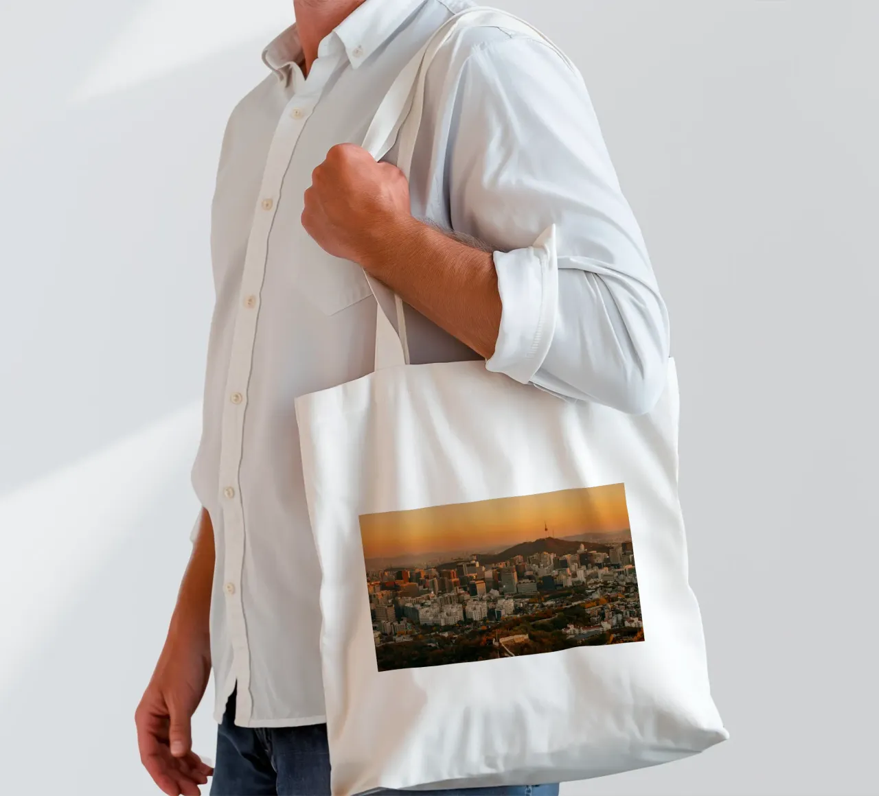 Tramonto a Seul, Corea del Sud borsa in juta da mbgraphx2