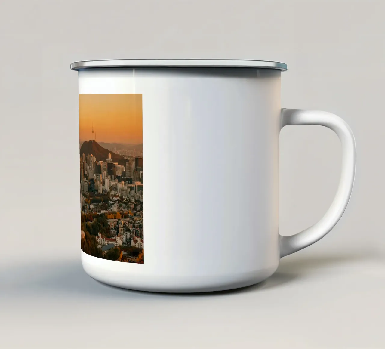 Tramonto a Seul, Corea del Sud tazza in smalto da mbgraphx2