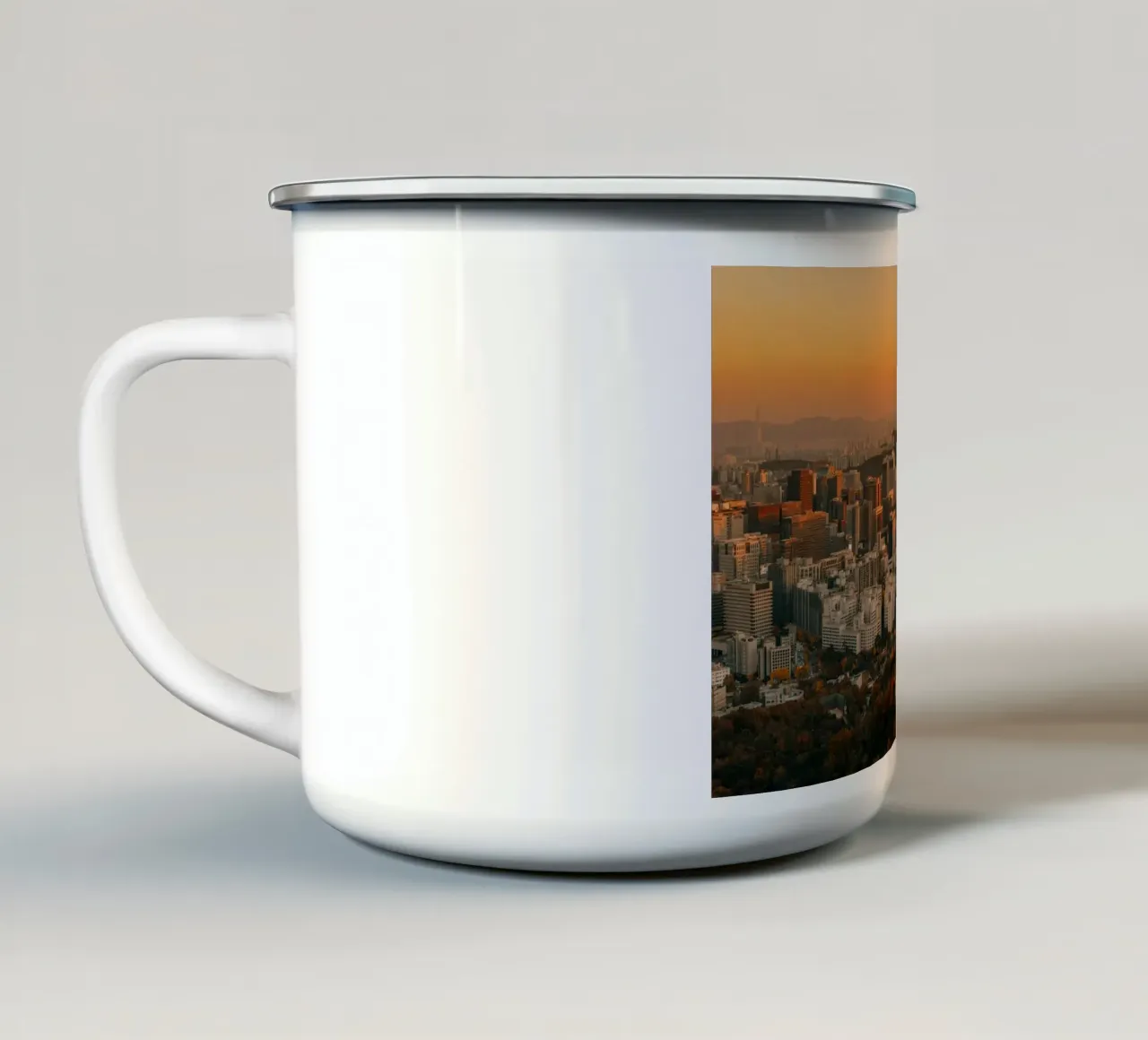 Tramonto a Seul, Corea del Sud tazza in smalto da mbgraphx2