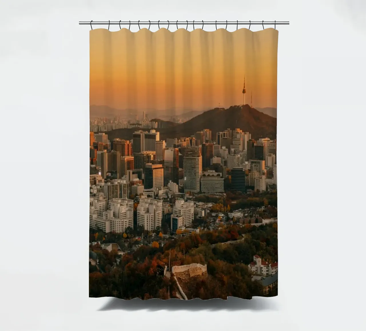 Tramonto a Seul, Corea del Sud tenda da doccia da mbgraphx2