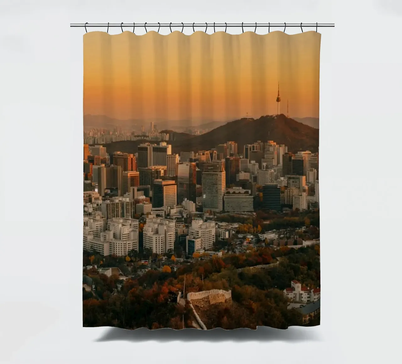 Tramonto a Seul, Corea del Sud tenda da doccia da mbgraphx2