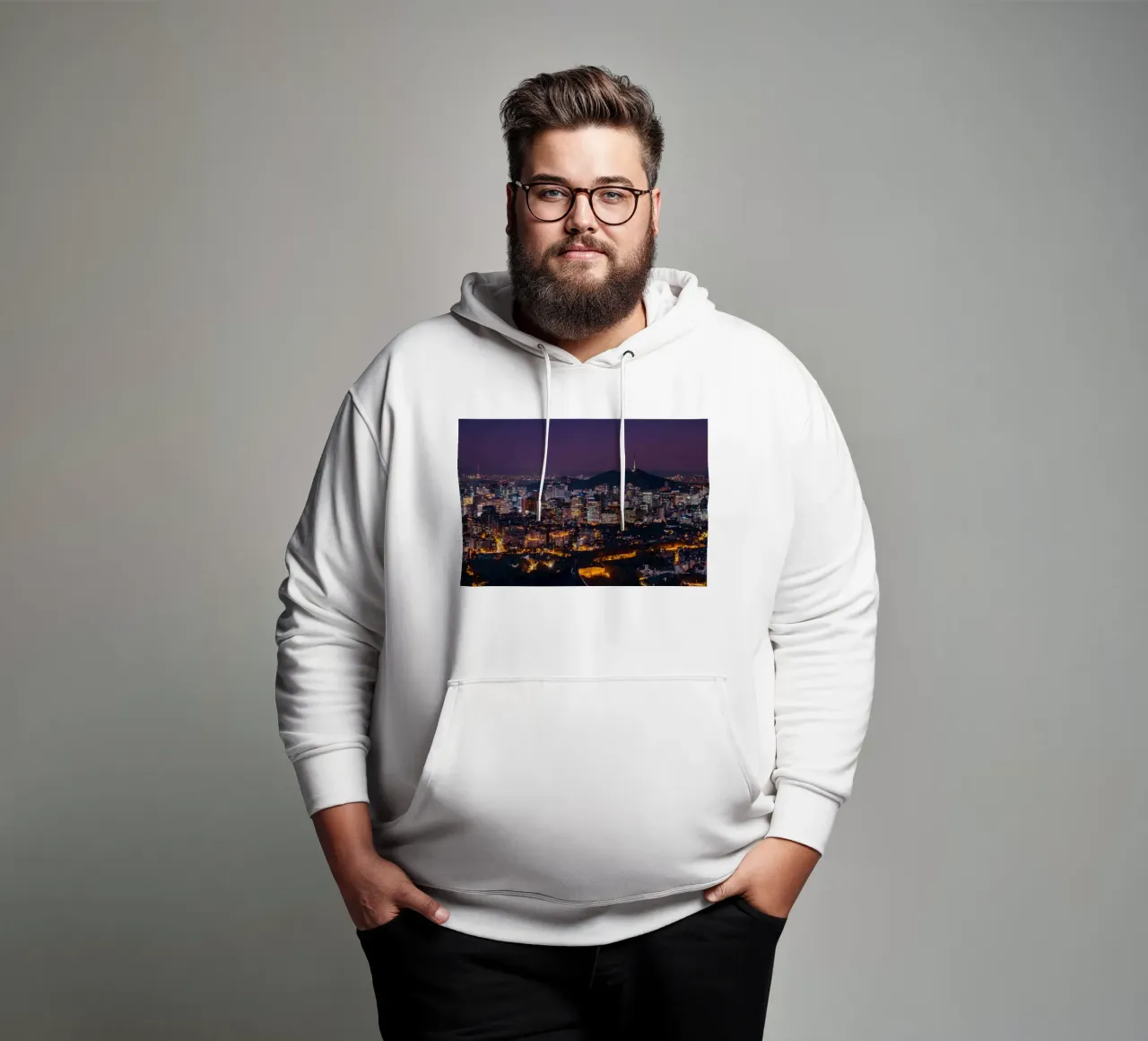 Skyline notturno della città di Seul, Corea del Sud felpa con cappuccio da mbgraphx2