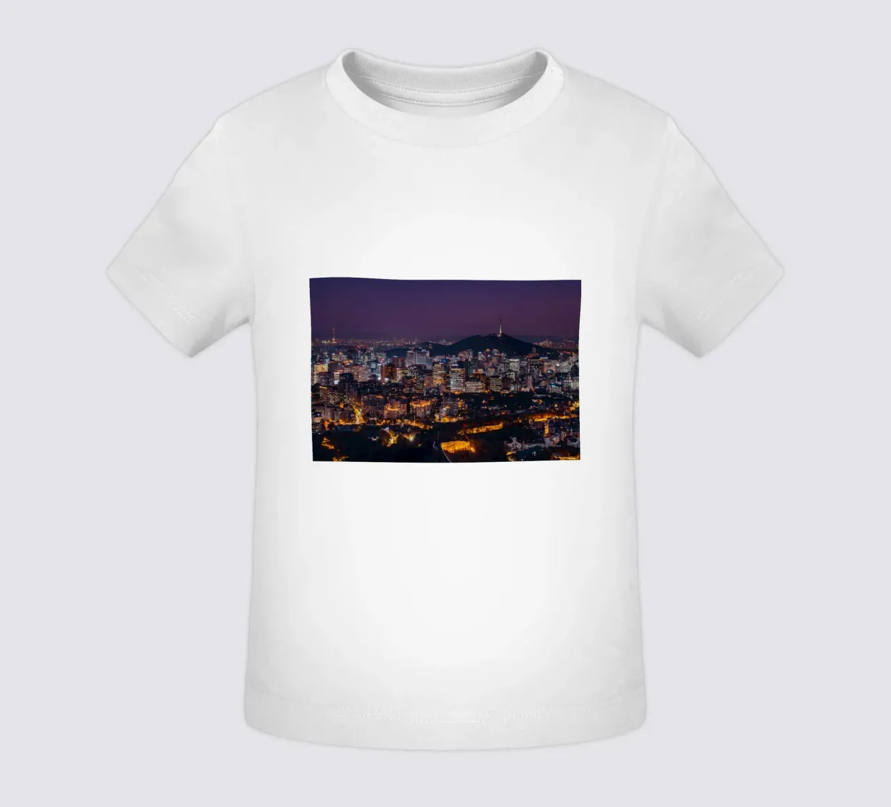 Skyline notturno della città di Seul, Corea del Sud maglietta neonato da mbgraphx2