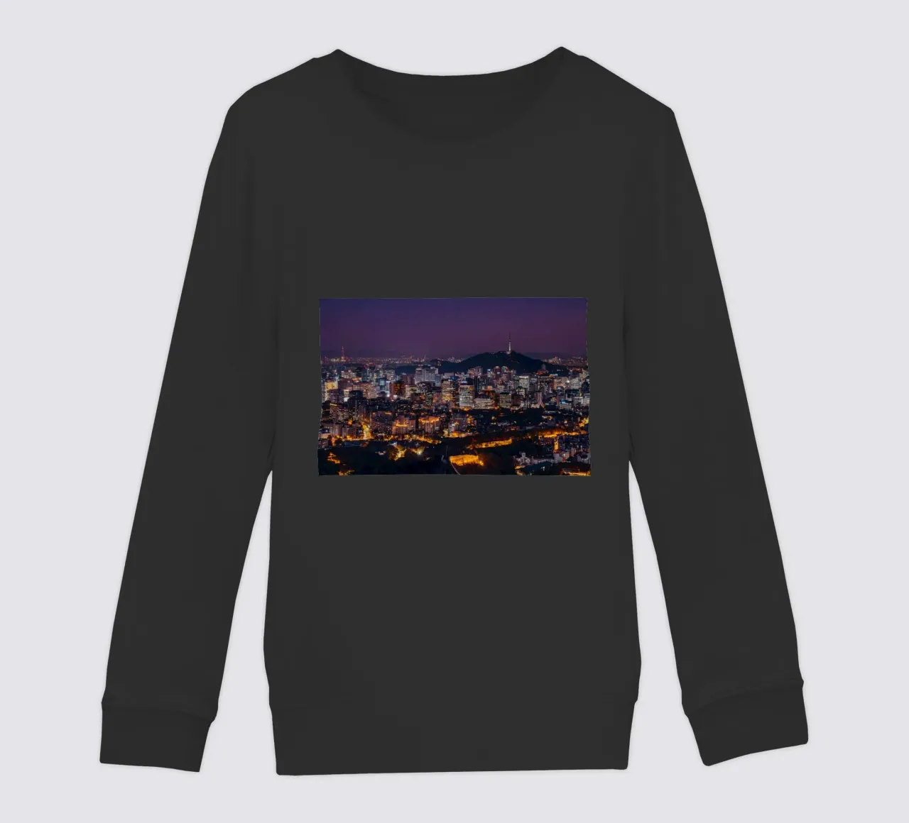 Skyline notturno della città di Seul, Corea del Sud felpa bambino da mbgraphx2