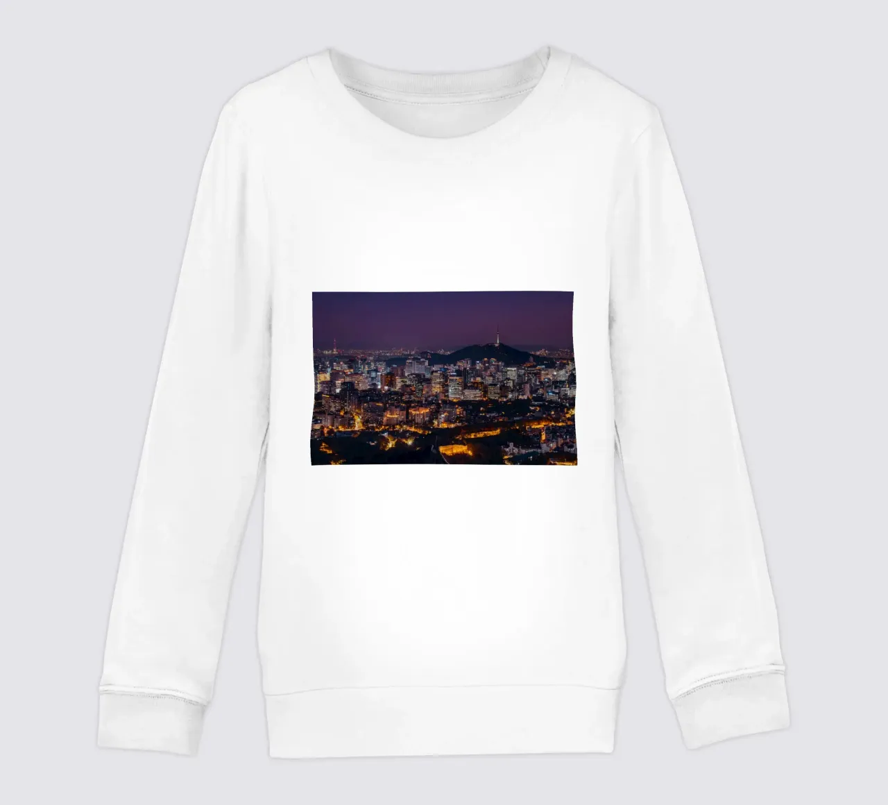 Skyline notturno della città di Seul, Corea del Sud felpa bambino da mbgraphx2