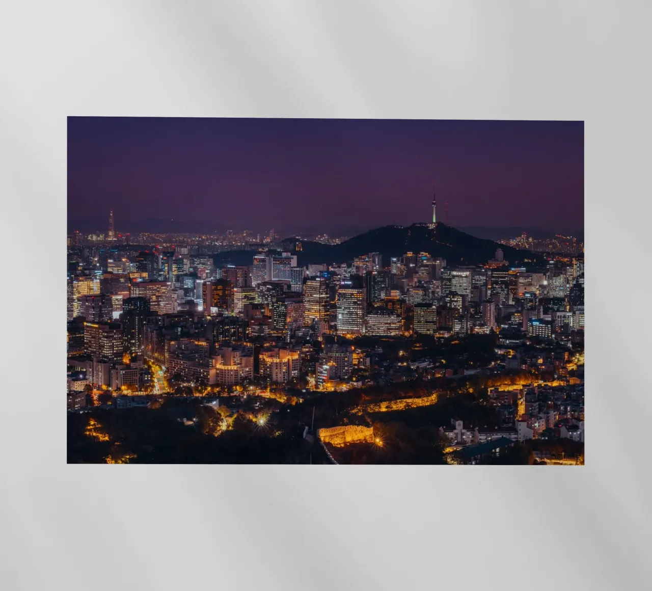 Skyline notturno della città di Seul, Corea del Sud pellicola backlit da mbgraphx2