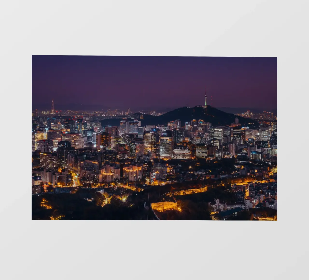 Skyline notturno della città di Seul, Corea del Sud telo in pvc da mbgraphx2