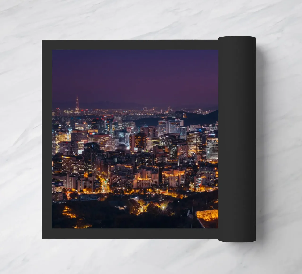 Skyline notturno della città di Seul, Corea del Sud zerbino da mbgraphx2