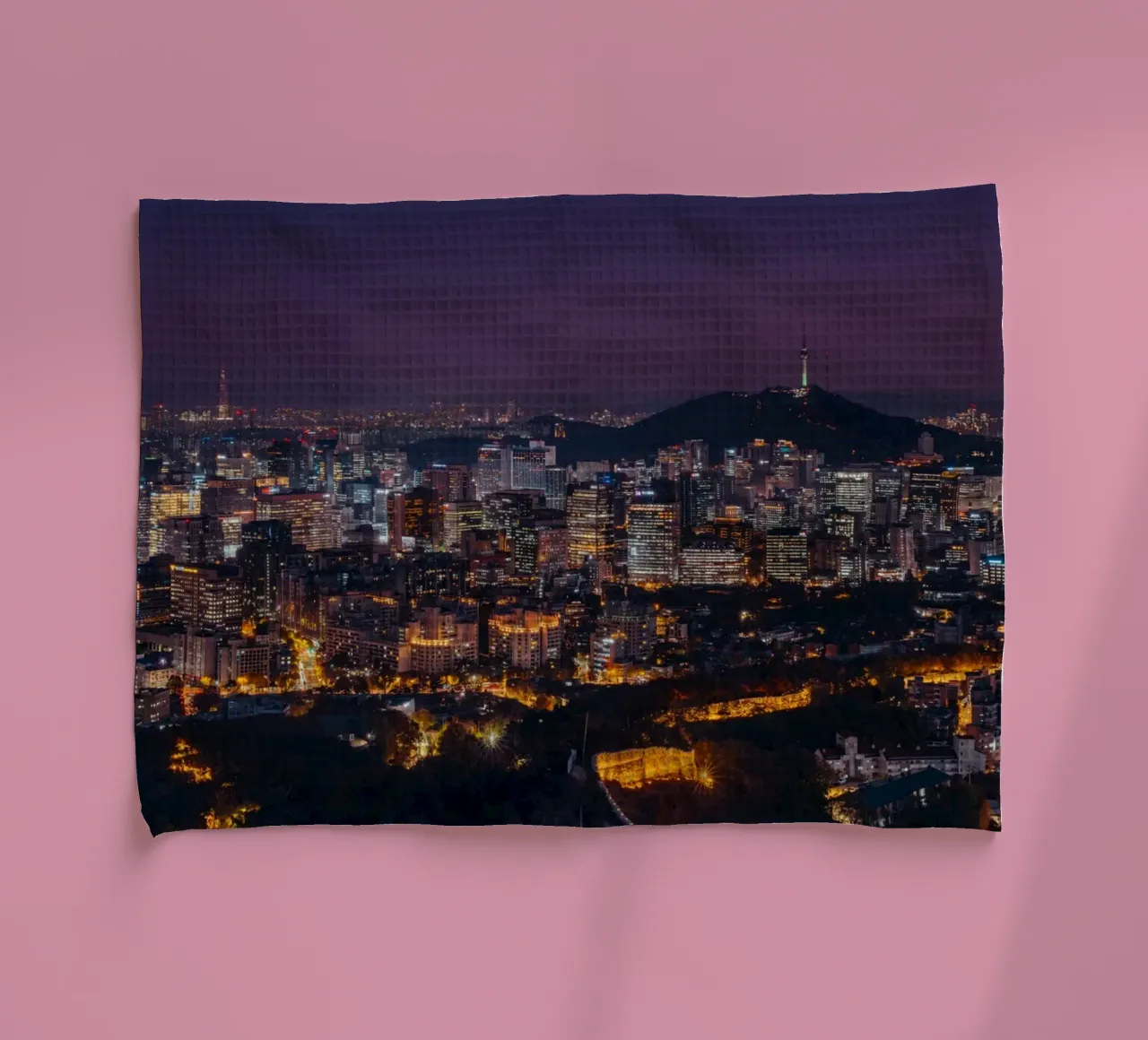 Skyline notturno della città di Seul, Corea del Sud canovaccio da cucina da mbgraphx2