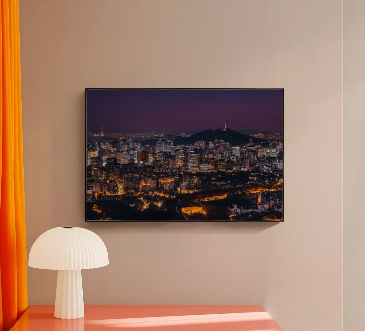 Skyline notturno della città di Seul, Corea del Sud plexiglass da mbgraphx2