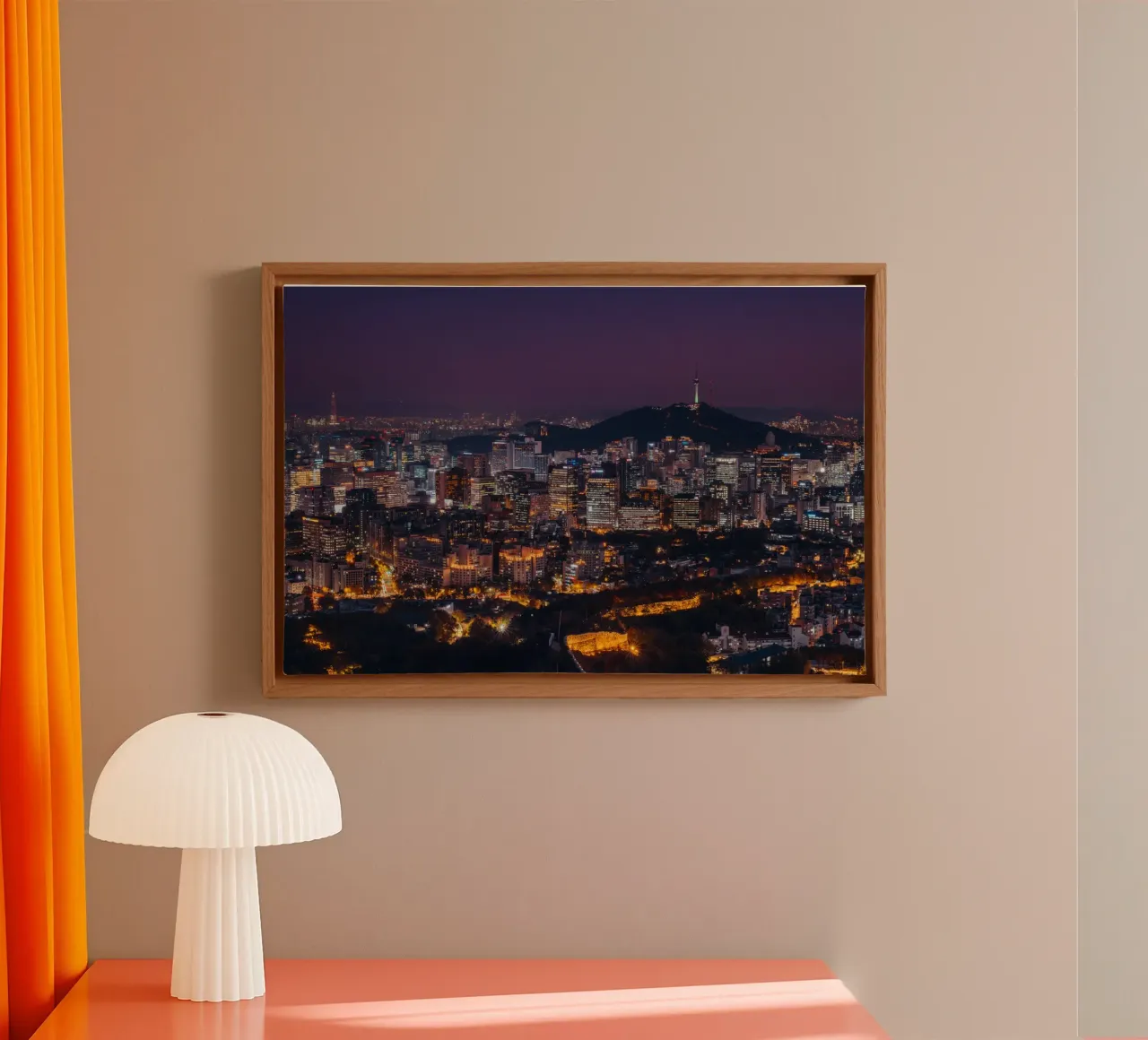 Skyline notturno della città di Seul, Corea del Sud tela da mbgraphx2