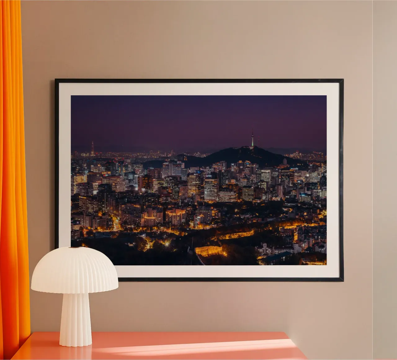 Skyline notturno della città di Seul, Corea del Sud carta hahnemühle da mbgraphx2