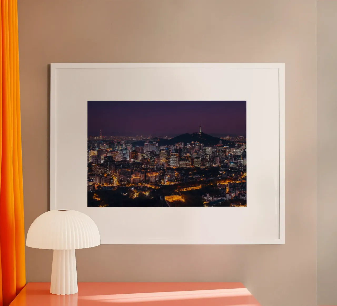 Skyline notturno della città di Seul, Corea del Sud carta hahnemühle da mbgraphx2