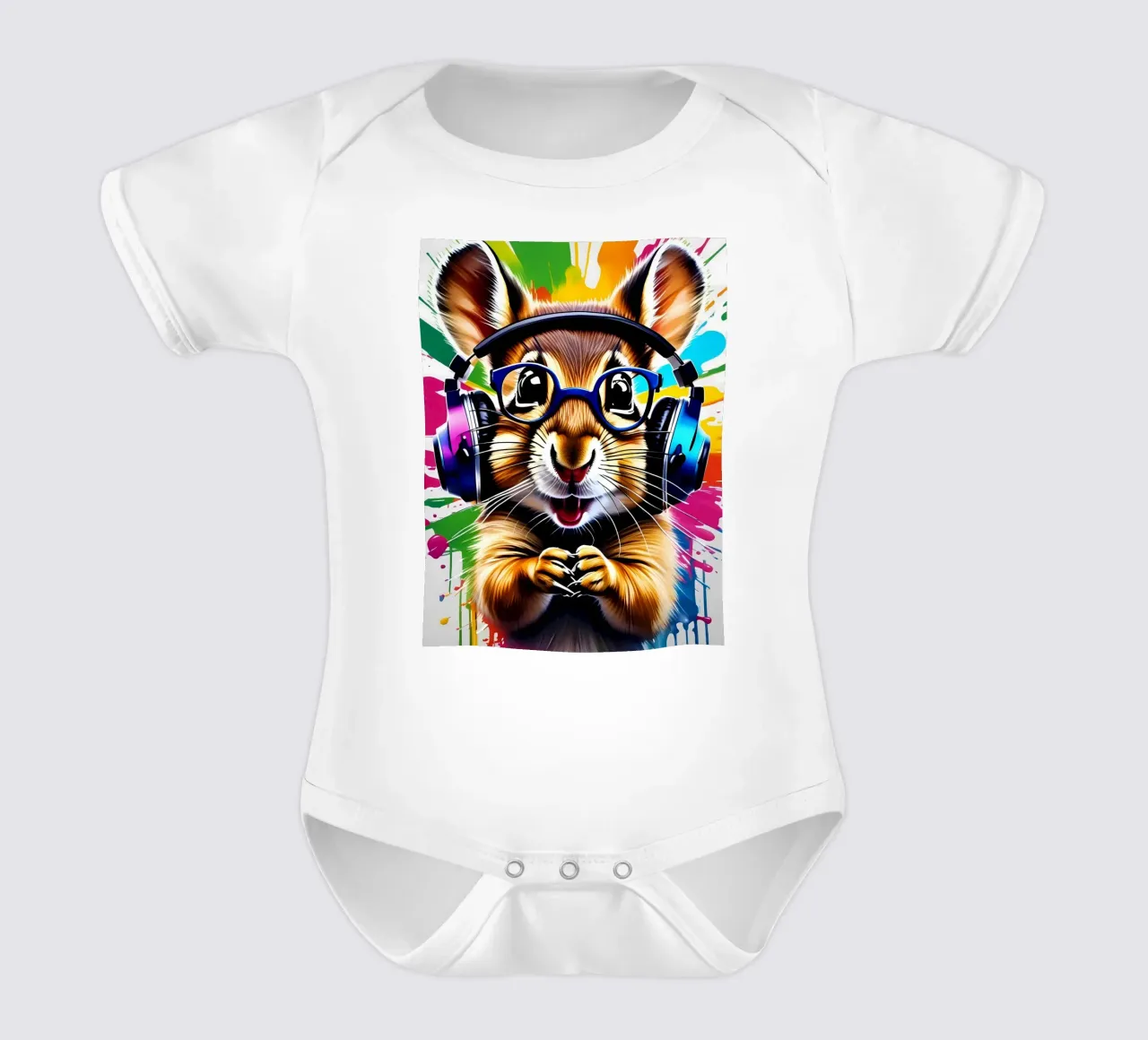 Chipmunk in cuffia, graffiti body neonato maniche corte da MakArena