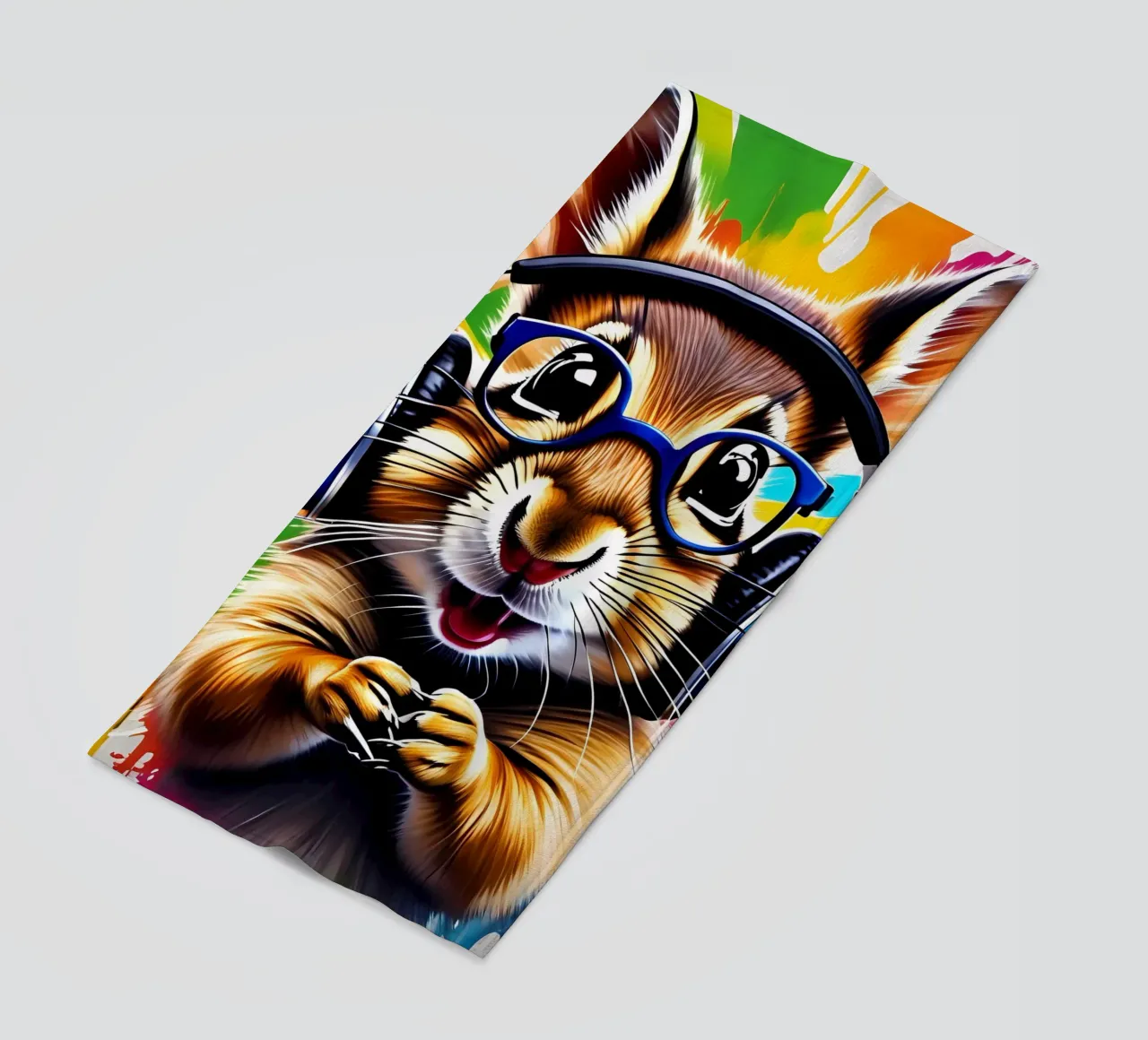 Chipmunk in cuffia, graffiti telo mare da MakArena