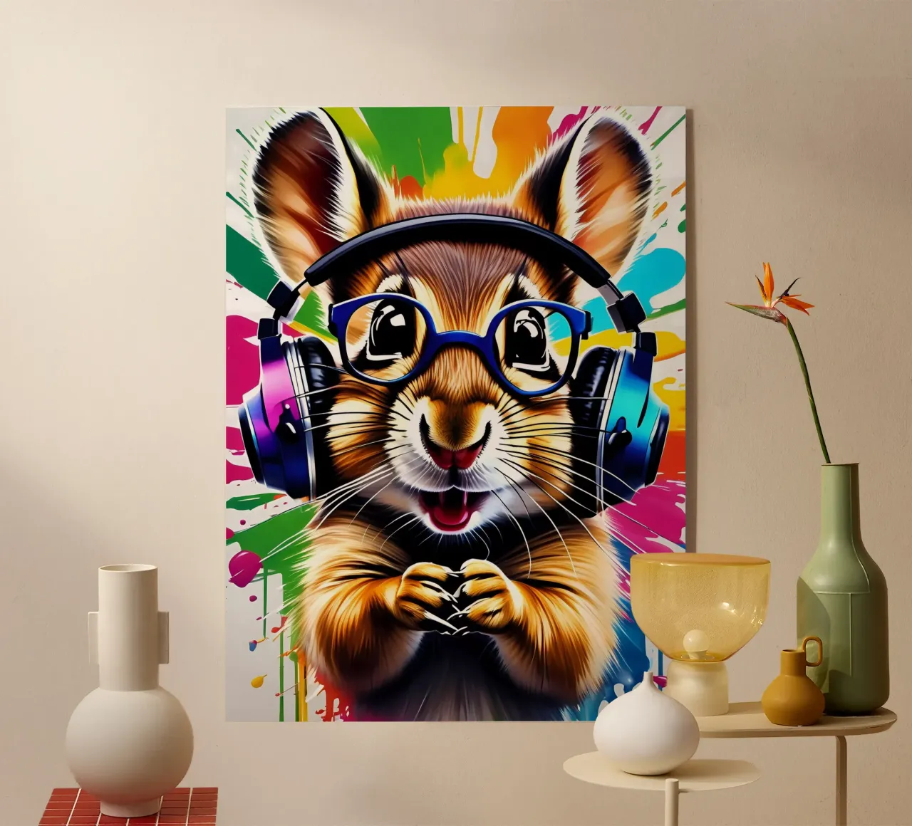 Chipmunk in cuffia, graffiti plexiglass da MakArena