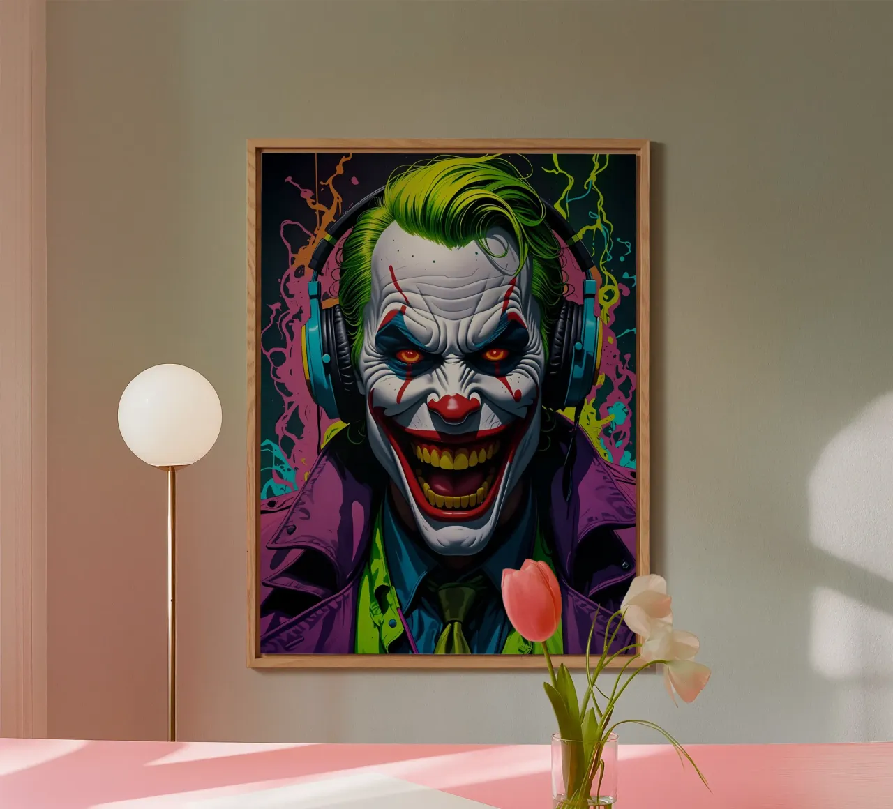Clown in cuffia alluminio dibond da MakArena
