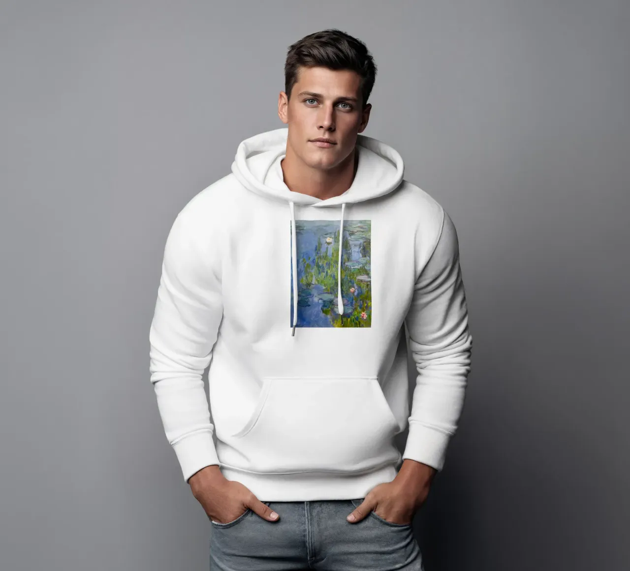 Quadro di ninfee in stile Monet felpa con cappuccio da Art in Color